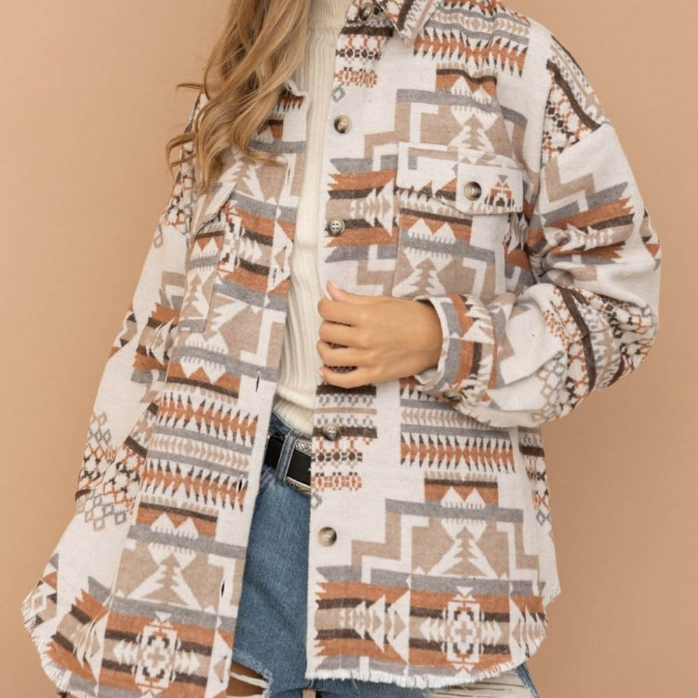 Frayed Aztec Western Shacket - Picture 3 of 9